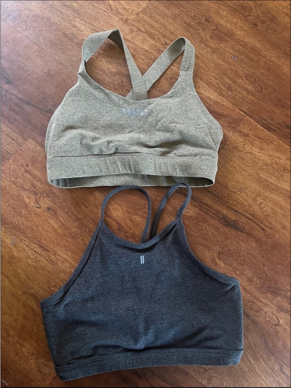 Nobull sports bras set of two gray black cross cross high chest medium